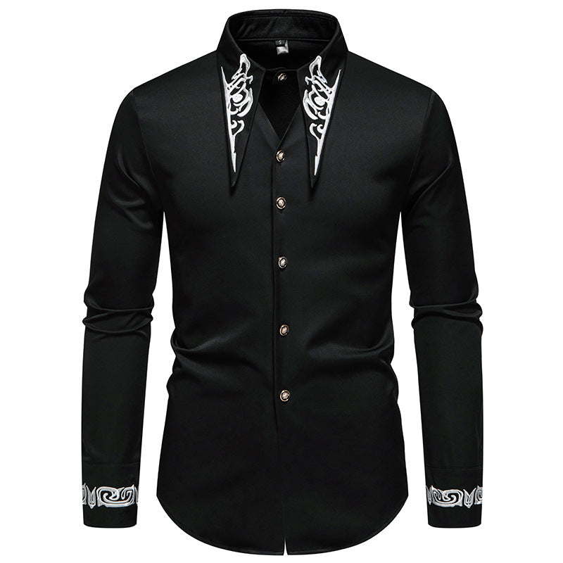 Herren Langarmhemd mit ornamentalen Akzenten R&B