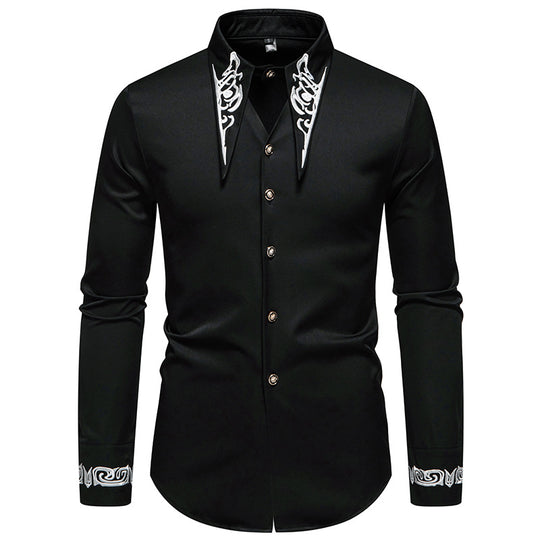 Herren Langarmhemd mit ornamentalen Akzenten R&B