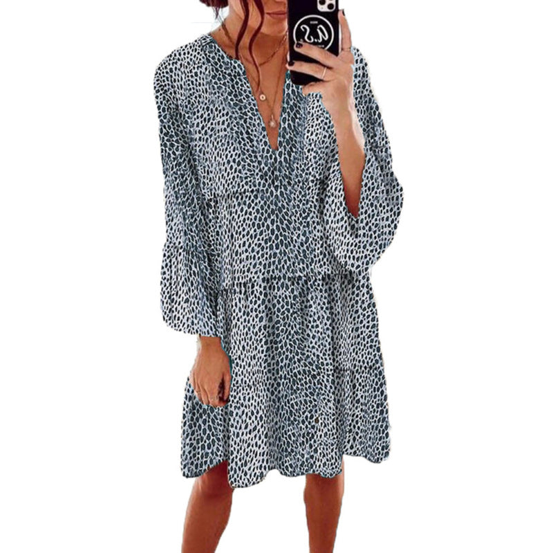 Damen MAXIKLEID mit modernem Leopardenmuster und leichtem, fließendem Schnitt Heidi-Mode