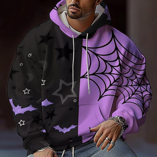 Herren Kapuzensweater mit kreativen Halloween-Motiv und lockerer Passform R&B