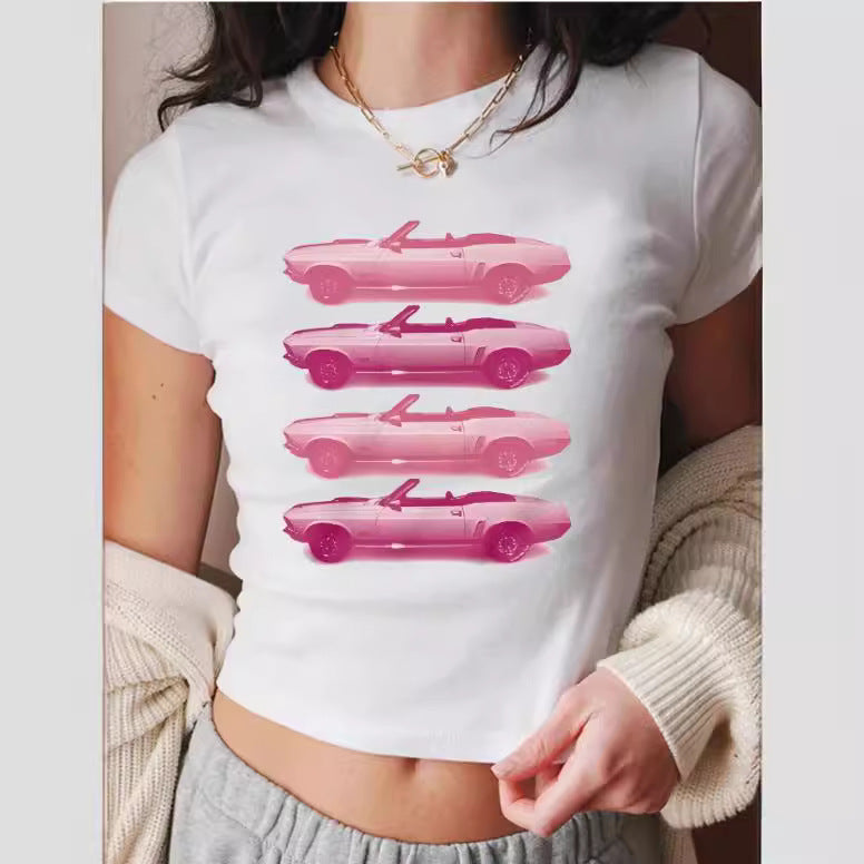 Damen cropped T-Shirt mit exklusivem Pferdemotiv und figurbetontem Schnitt R&B
