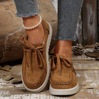 Damen Komfortable Wildleder-Sneakers mit modischem Schnürsystem
