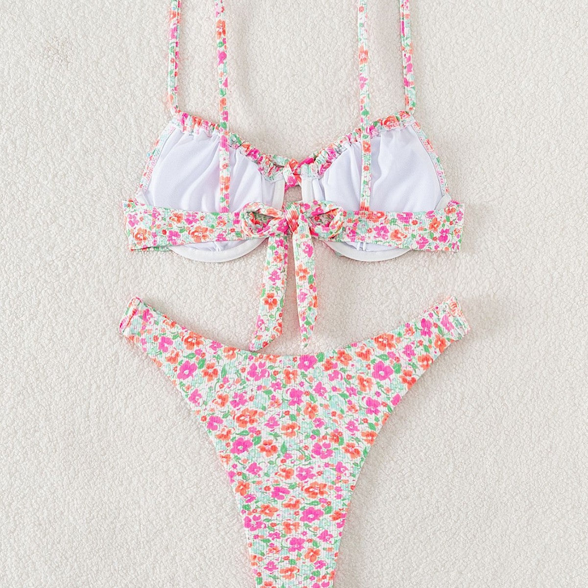 Damen Triangel-Bikini mit verstellbaren Trägern und floralem Motiv R&B