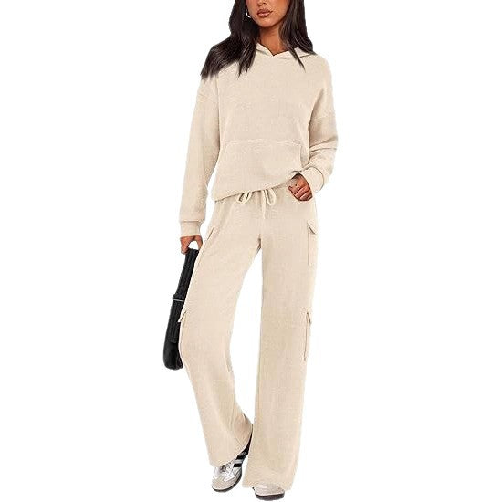 Damen Bequemes Lounge-Set mit Kapuze und weiten Hosen R&B