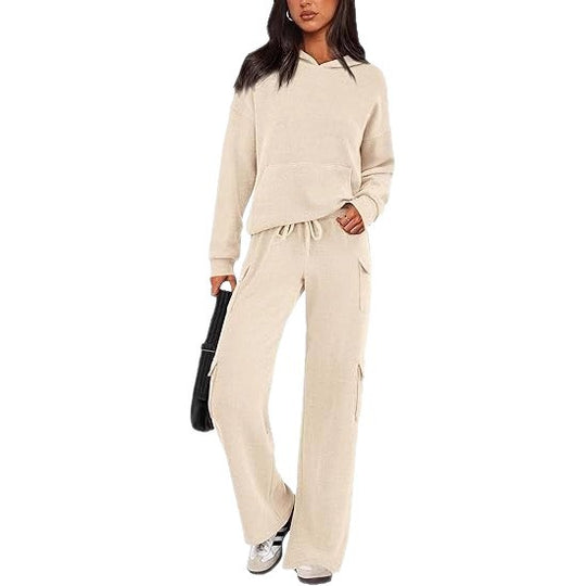 Damen Bequemes Lounge-Set mit Kapuze und weiten Hosen R&B