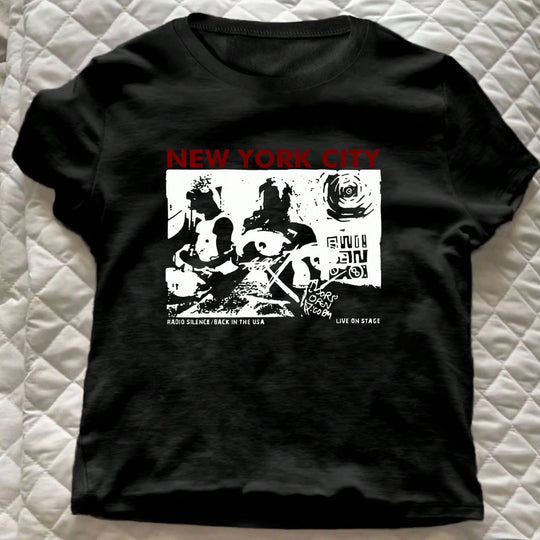 Damen Grafik T-Shirt mit kreativem New York City Motiv R&B