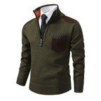 Herren eleganter Pullover mit Stehkragen und praktischer Brusttasche R&B