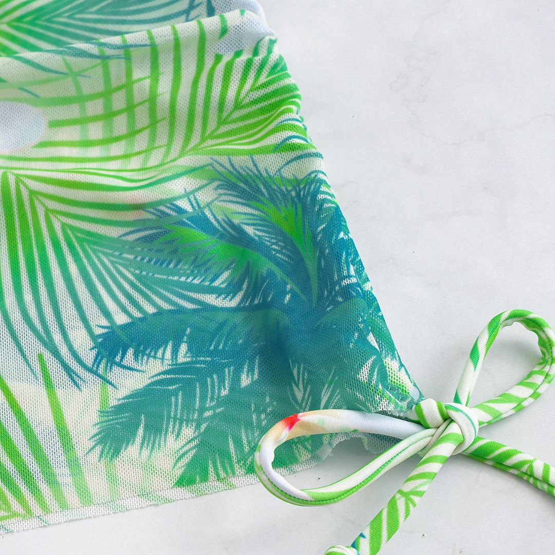 Damen Bikini-Set mit elegantem Wickelrock und tropischem Design R&B