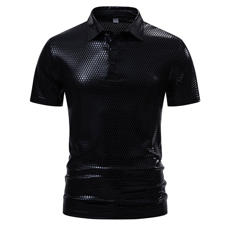 Herren Poloshirt mit glänzendem Honigwaben-Muster