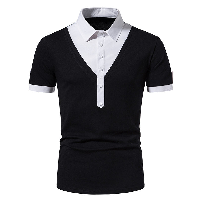 Herren Poloshirt mit modernem V-Ausschnitt und kontrastierenden Akzenten R&B