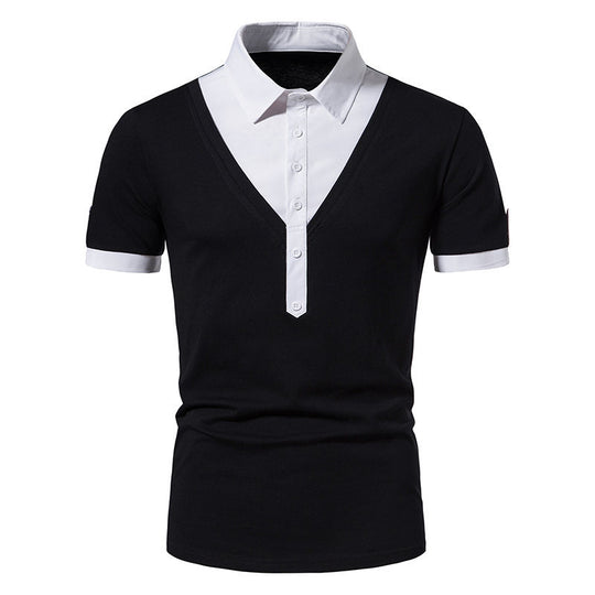 Herren Poloshirt mit modernem V-Ausschnitt und kontrastierenden Akzenten R&B