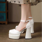 Damen Plateau-High-Heels mit schickem Riemen R&B
