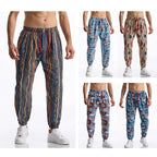 Herren lässige Harem-Hose mit buntem Muster und elastischem Bund R&B
