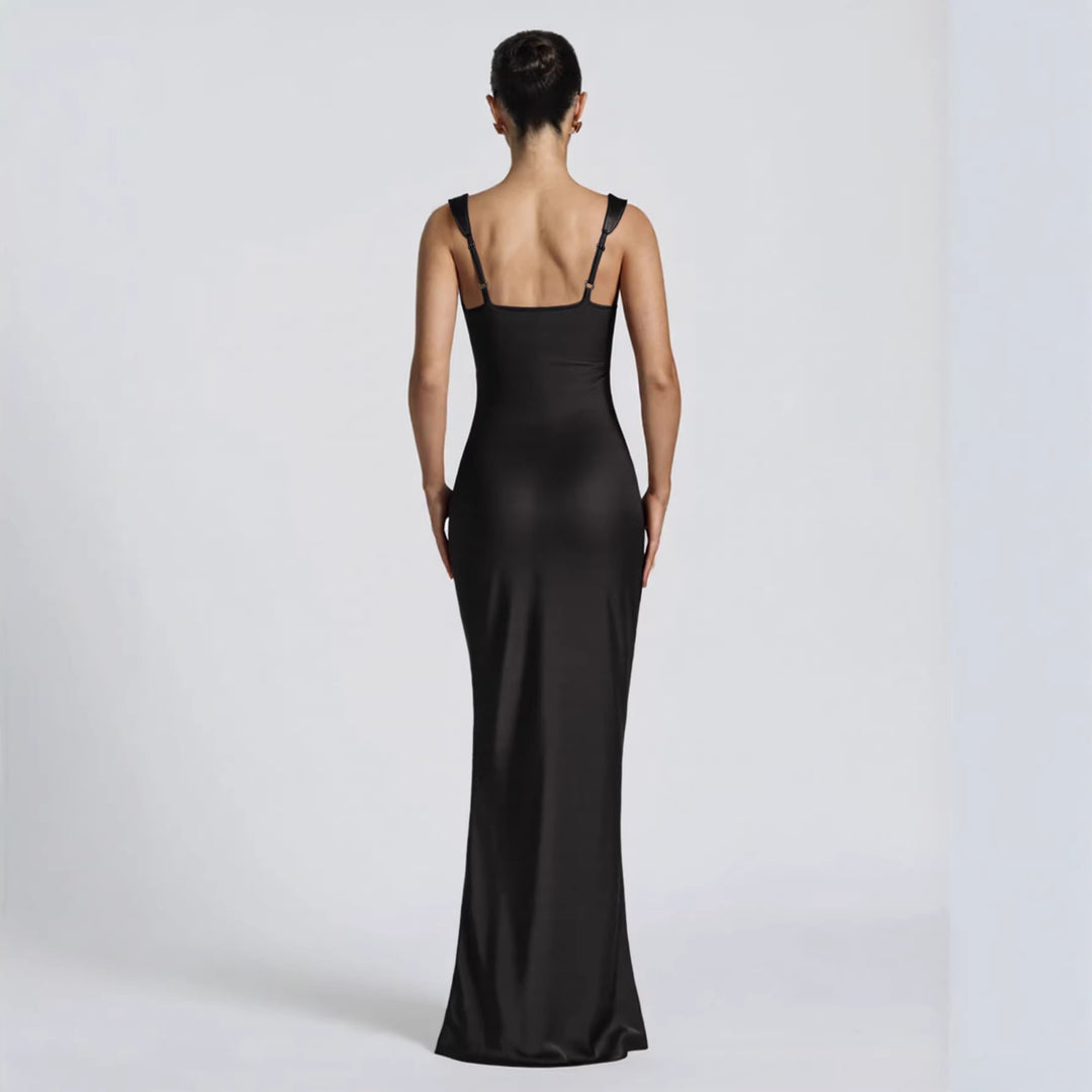 Damen Elegantes Satin-Maxi-Kleid mit figurschmeichelndem Design R&B