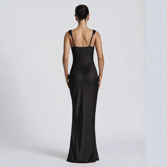Damen Elegantes Satin-Maxi-Kleid mit figurschmeichelndem Design R&B