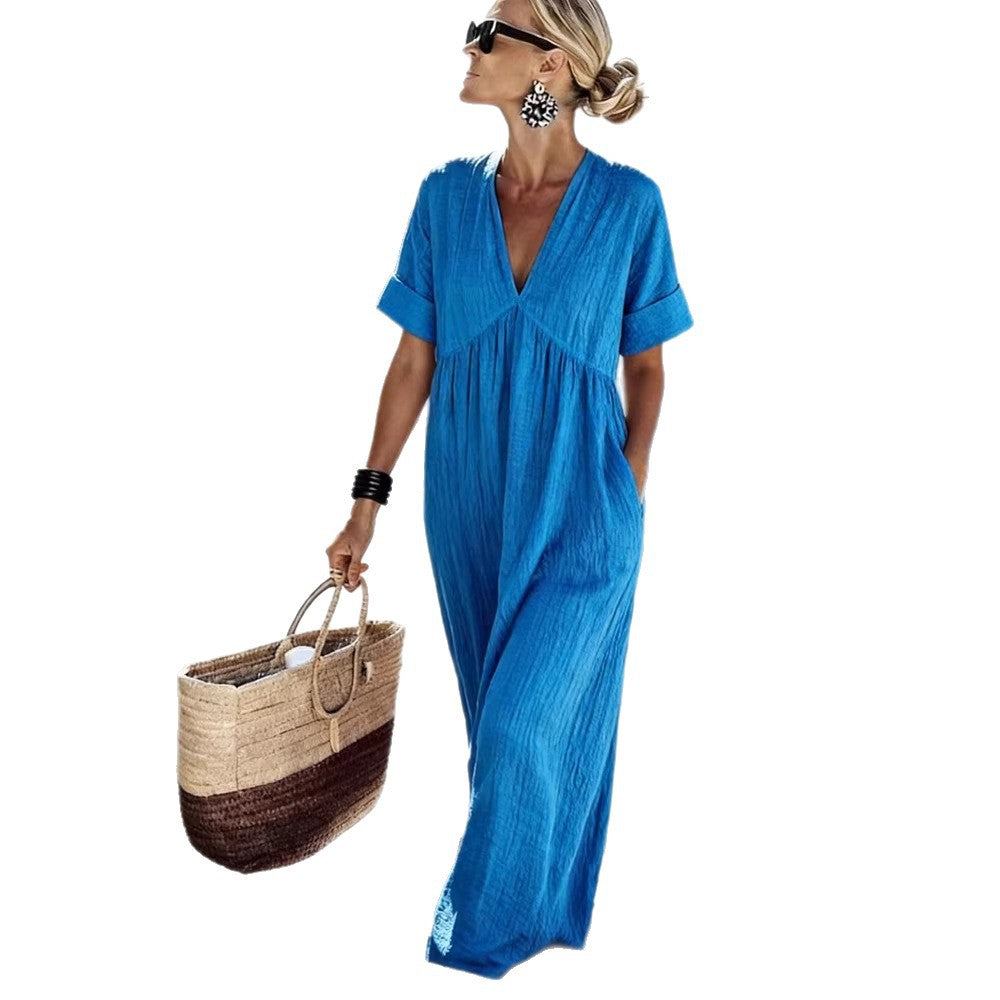 Damen Maxikleid mit lässigem Schnitt und seitlichen Taschen R&B