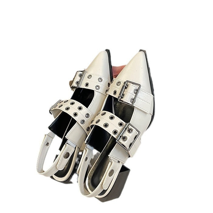 Damen Elegante Slingback-Pumps mit modischem Schnallen-Detail und Nieten R&B
