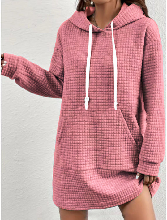 Damen Hoodie-Kleid mit praktischem Kängurutasche und modernem Strickdesign R&B