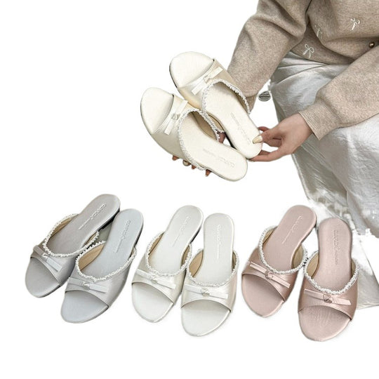 Damen elegante Sandalen mit zarter Schleifenverzierung R&B