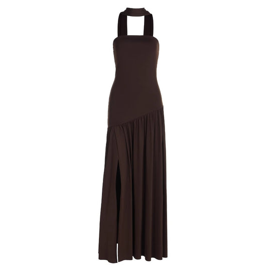 Damen Maxikleid mit schulterfreiem Design und dekorativem Wickelausschnitt R&B