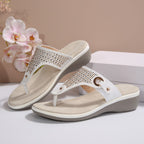 Damen Zehentrennersandalen mit funkelnden Strassdetails und rutschfester Sohle