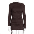Damen Elegantes figurbetontes Kleid mit asymmetrischem Ausschnitt und Raffungen R&B