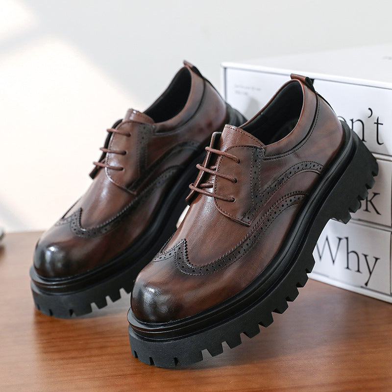 Damen elegante Schnürschuhe mit robustem Profil und durchgehender Gummisohle R&B