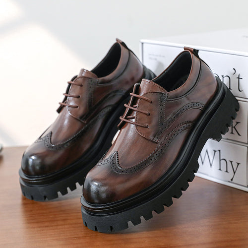 Damen elegante Schnürschuhe mit robustem Profil und durchgehender Gummisohle R&B