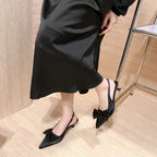 Damen Slingback-Pumps mit dekorativer Schleife und hochwertiger Velours-Oberfläche R&B