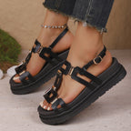 Damen Komfortable Sandalen mit modernen Blockelementen und anatomischem Fußbett R&B