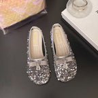 Damen Glitzernde Ballerinas mit Schleifenakzent