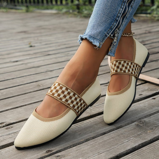 Damen atmungsaktive Slip-On Ballerinas mit modischem Gummiband R&B