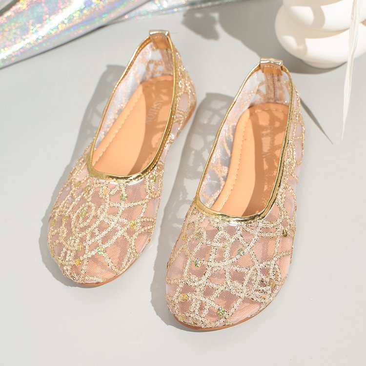 Damen Ballerinas mit funkelndem Strass und luftiger Netzstruktur R&B