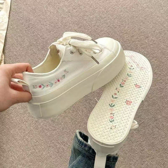 Damen Modische Plateau-Sneaker mit floralen Applikationen und atmungsaktiver Sohle R&B
