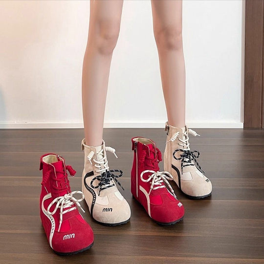 Damen High-Top Sneakers mit innovativer Schnürung und Reißverschluss R&B