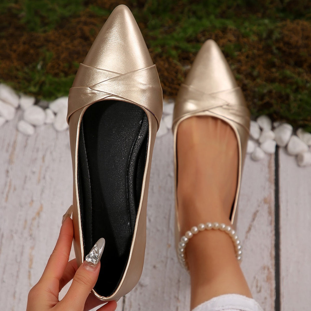 Damen elegante Ballerinas mit raffiniertem Lederoberteil R&B