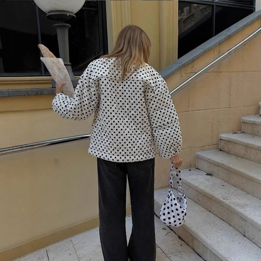 Damen gepolsterte Blousonjacke mit Punkten und voluminösen Ärmeln R&B