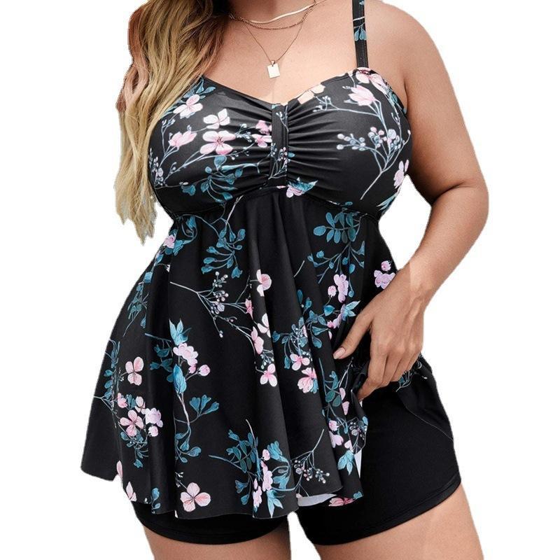 Damen Sportliches Tankini-Set mit floralem Oberteil und Shorts R&B
