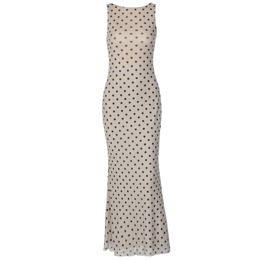 Damen Elegantes Maxikleid mit Punktdesign und figurbetontem Schnitt R&B