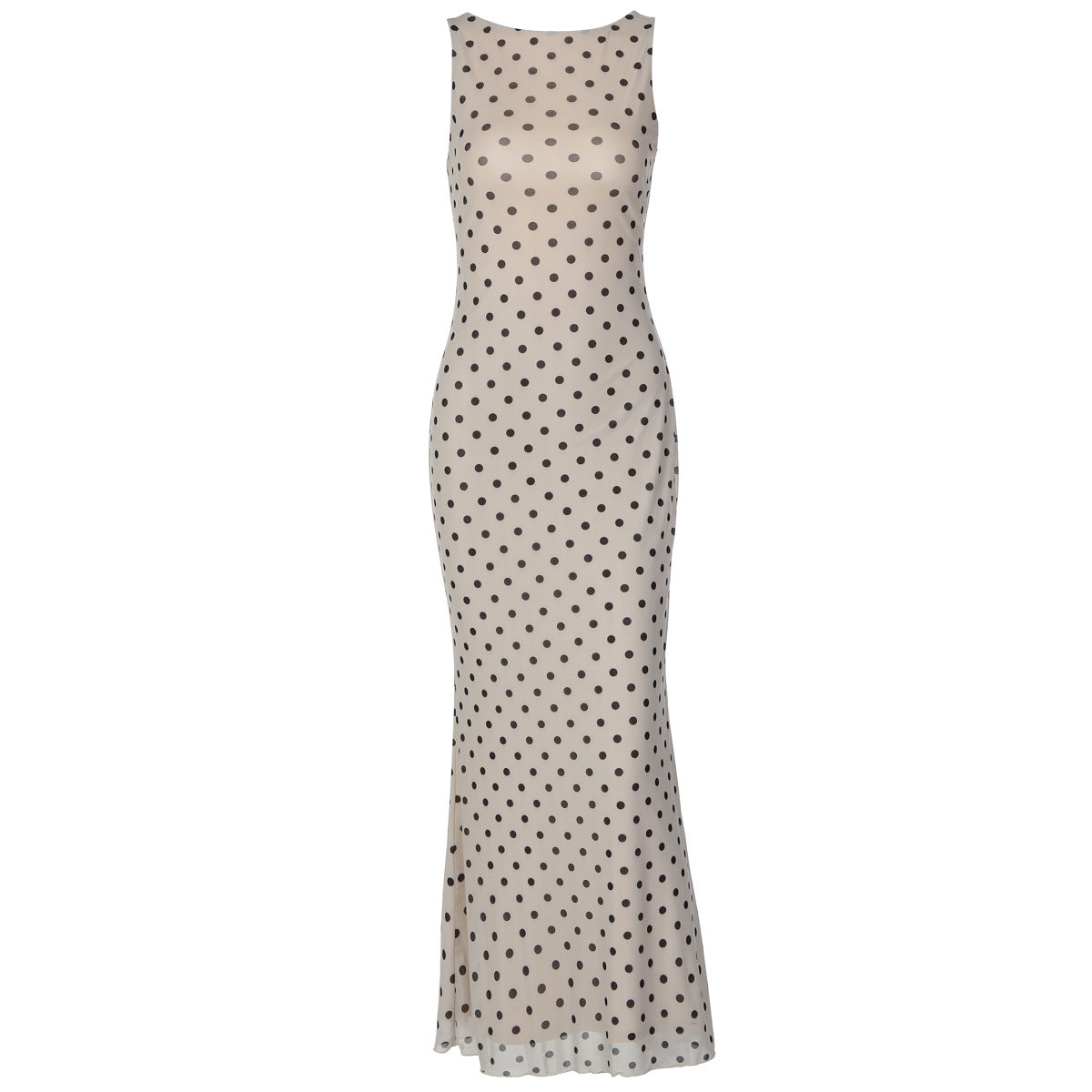 Damen Elegantes Maxikleid mit Punktdesign und figurbetontem Schnitt R&B