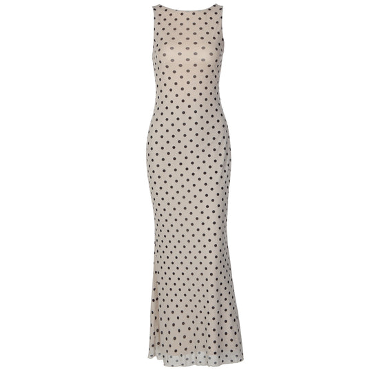 Damen Elegantes Maxikleid mit Punktdesign und figurbetontem Schnitt R&B