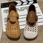 Damen Mary Jane Schuhe mit filigranem Geflecht und verstellbarem Riemen