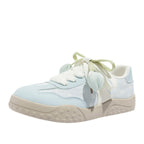 Damen Freizeit Sneakers mit leichtem Punktemuster und verspielten Schleifen