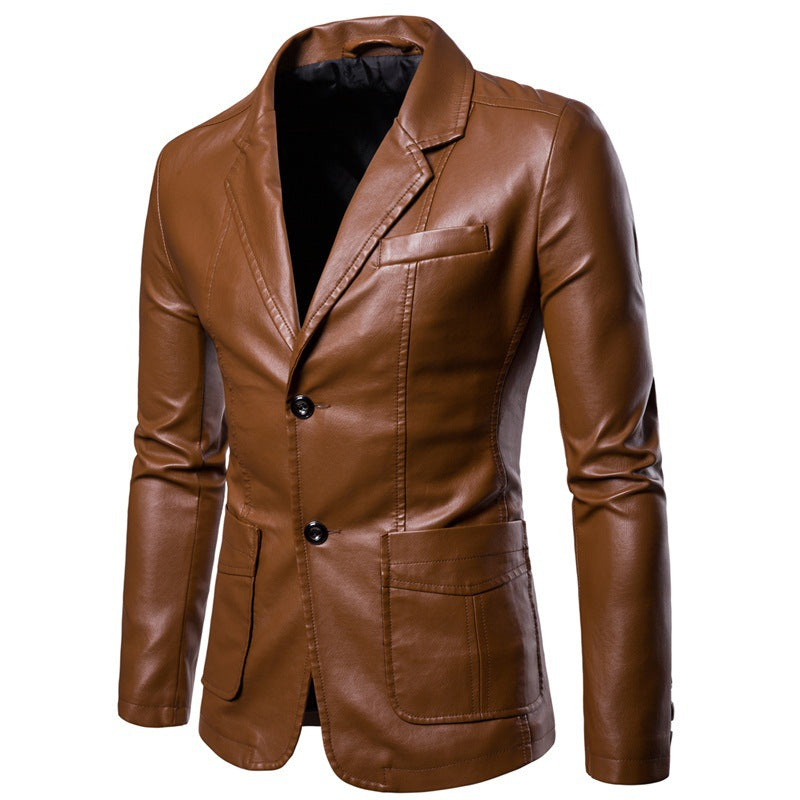 Herren elegante Kunstlederjacke mit modernem Schnitt und praktischen Taschen R&B