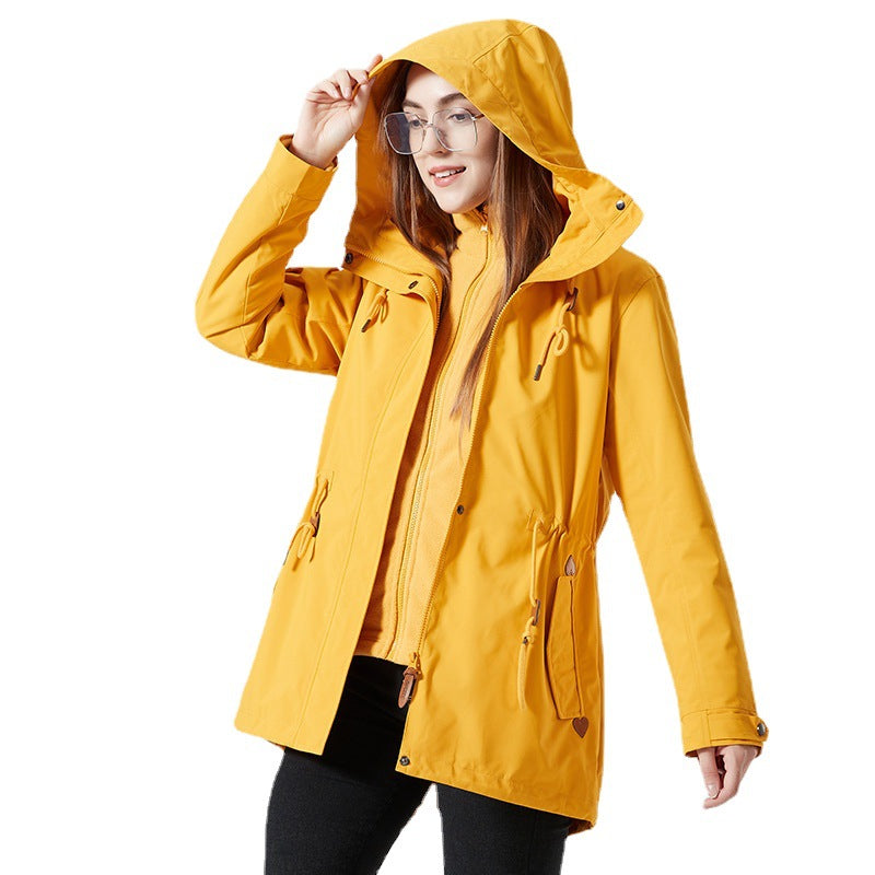 Damen wasserfeste Übergangsjacke mit verstellbarem Kapuzensystem und praktischen Taschen R&B