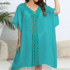 Damen luftiger Kaftan mit filigranem Häkelmuster R&B