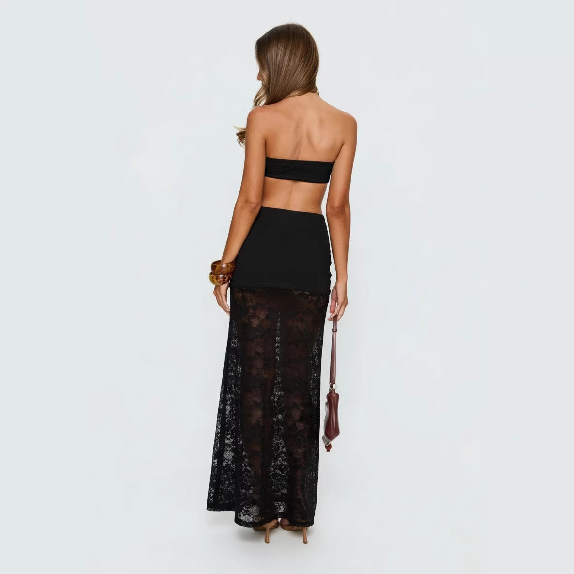 Damen Strandkleid mit raffinierten Spitzen-Detail und verstellbarem Bindedetail R&B