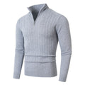 Herren stylischer Strickpullover mit hohem Stehkragen und durchgehendem Reißverschluss R&B