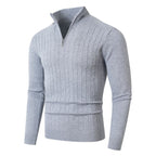 Herren stylischer Strickpullover mit hohem Stehkragen und durchgehendem Reißverschluss R&B