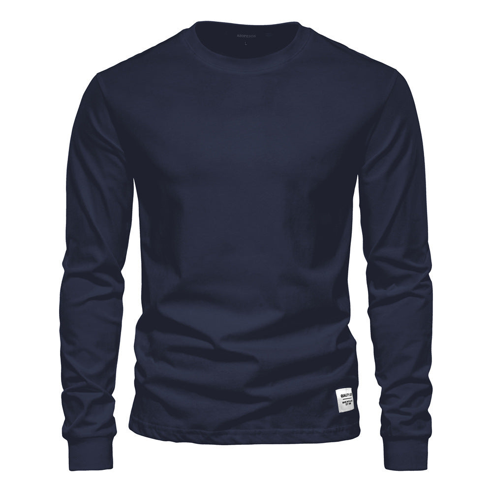 Herren nan klassisches langärmliges Baumwollshirt mit Rundhalsausschnitt und elastischen Bündchen R&B